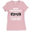 never underestimate an old man who was born in january Ladies Fitted T-Shirt