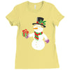 smiling snowman holding out christmas Ladies Fitted T-Shirt