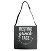 resting grinch face Adjustable Strap Totes