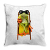frog funny cocktail Throw Pillow