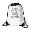 hot mess express Drawstring Bags