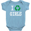 i recycle girls slogan text funny baseball jersey Baby Onesie