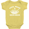 love peace and bacon grease Baby Onesie