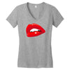 lips red kiss passion girl Women's V-Neck T-Shirt