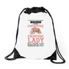 camping lady Drawstring Bags