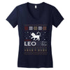 santa leo christmas ugly t shirts Women's V-Neck T-Shirt