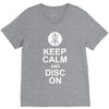 keep calm and disc golf on target frisbee basket V-Neck Tee