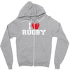 i love rugby mens funny cotton Zipper Hoodie
