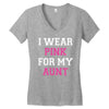 i wear pink for my aunt breast cancer Women's V-Neck T-Shirt