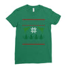 ugly dinosaur christmas Ladies Fitted T-Shirt