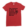 The Universe Is Made Of Protons, Neutrons, Electrons, Morons Ladies Fitted T-Shirt