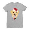 golden retriever dog with red santa's hat Ladies Fitted T-Shirt