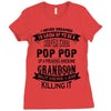Super Cool Pop Pop Of A Freaking Awesome Grandson Ladies Fitted T-Shirt