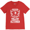 Never Underestimate Old Man Who Was Born October V-Neck Tee