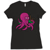 purple octopus playing the bagpipes Ladies Fitted T-Shirt