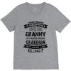 Super Cool Granny Of A Freaking Awesome Grandson V-Neck Tee