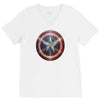 cotton captain america shield distressed, ideal gift or present V-Neck Tee