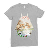 Totoro With Japanese Landscape Ladies Fitted T-Shirt