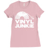 vinyl junkie white logo Ladies Fitted T-Shirt