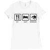 eat sleep snowboard mens black snowboarding t shirt wow Ladies Fitted T-Shirt