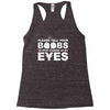 please tell your boobs to stop staring at my eyes Racerback Tank