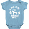 This Girl Loves Siberian Husky Baby Onesie