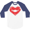 lip print heart 3/4 Sleeve Shirt