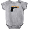 black gold gun pullover Baby Onesie