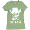 outlaw cow boy motor bike Ladies Fitted T-Shirt