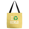i recycle girls slogan text funny baseball jersey Tote Bags