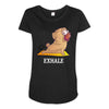 yoga pug exhale Maternity Scoop Neck T-shirt