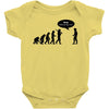 stop following me funny darwins evolution parody mens white t shirt Baby Onesie