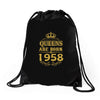 queens are born in 1958 Drawstring Bags