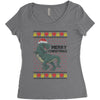 ugly dinosaur merry christmas Women's Triblend Scoop T-shirt