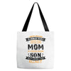 Super Cool Mom Of A Freaking Awesome Son Tote Bags