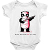 black, red and white Baby Onesie