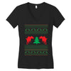 ugly sweater dinosour Women's V-Neck T-Shirt