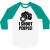 i shoot people t shirt funny photographer tee camera photography digit 3/4 Sleeve Shirt