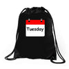 title of day of the week tuesday day of the week Drawstring Bags