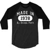 40th birthday gifts made 1978 all original parts 3/4 Sleeve Shirt
