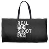 real men shoot raw funny photography Weekender Totes