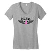 angel wing believe breast cancer Women's V-Neck T-Shirt
