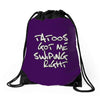 tattoos got me swiping right girls Drawstring Bags