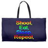 shoot eat sleep repeat gun Weekender Totes