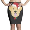 golden retriever dog with red santa's hat Pencil Skirts