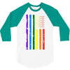 rainbow american flag 3/4 Sleeve Shirt