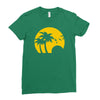 beach silhouette birds sand sunset Ladies Fitted T-Shirt