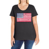 t-rex vintage american flag Ladies Curvy T-Shirt