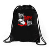 run hippie run Drawstring Bags