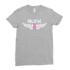 angel wing believe breast cancer Ladies Fitted T-Shirt